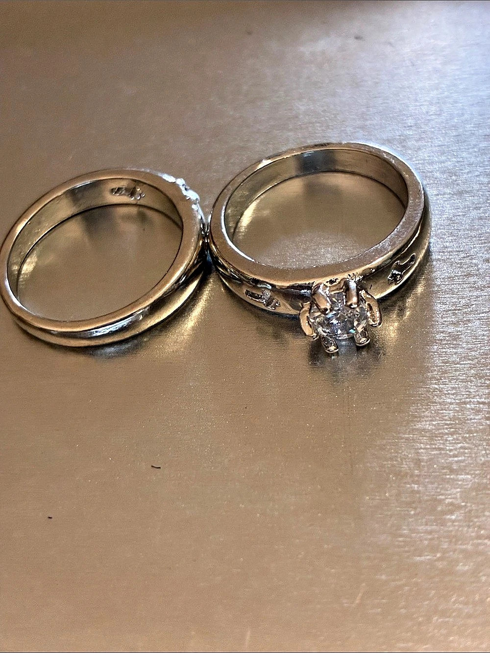 Silver-Tone Wedding Ring Set